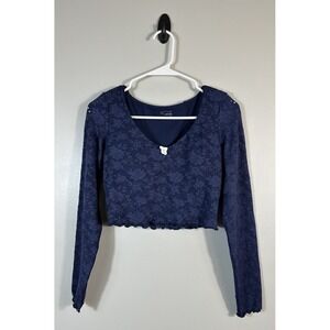 Offline‎ By Aerie Top Womens Small Blue Treat Yourself Long Sleeve Crop Top